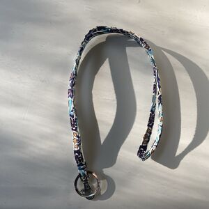 Vera Bradley Breakaway Lanyard, Lisbon Medallion Cool, Blue ID Holder Name Tag